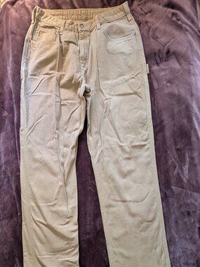 CARHARTT WOMENS PANTS Khakis Tan Beige 33 L 18 W Outdoor Hiking Long Relaxed